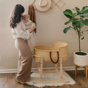  ECOADE Moses Basket Stand, Baby Moses Basket Rocker Stand -  Natural Wood : Baby
