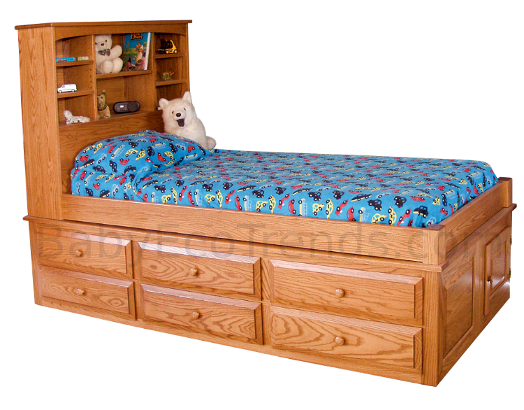 Amish 6 Drawer Captain's Bed