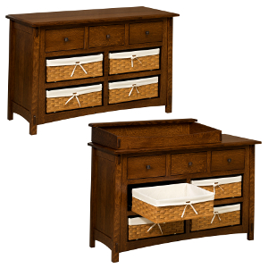 7 Drawer Dresser with Basket Drawers