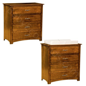 Amish Monterey 4 Drawer Baby Changer / Dresser