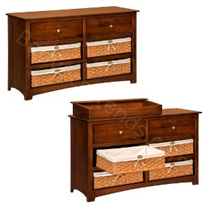 Amish Monterey 6 Drawer Baby Changer / Dresser