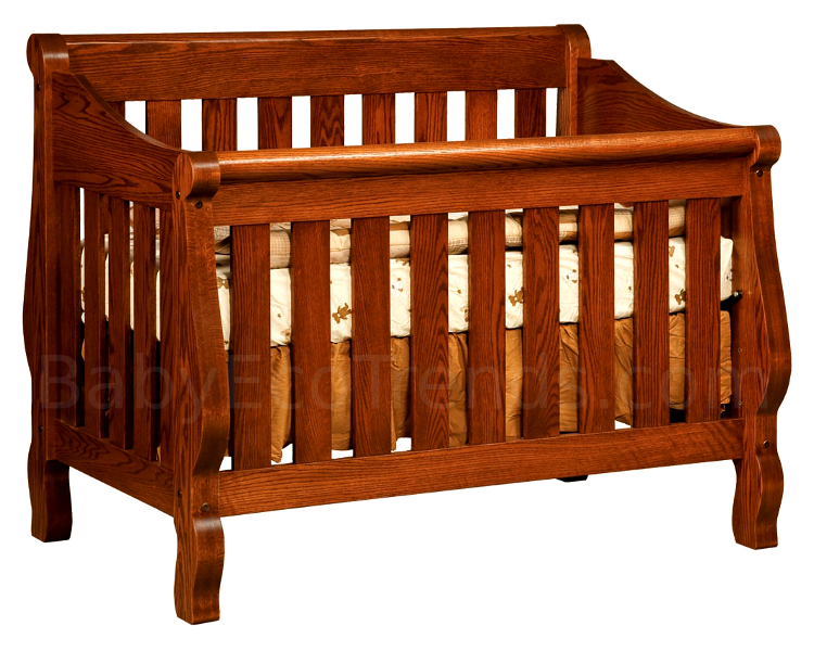 Amish 4 in 1 Convertible Baby Crib - Sleigh