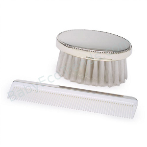 Sterling Silver Baby Boy's Beaded Comb & Brush Set