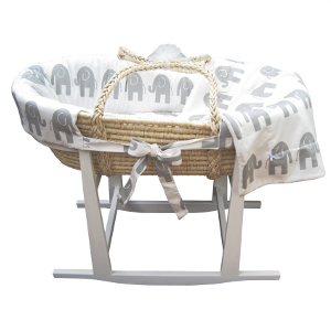 Elle The Elephant Cotton Moses Basket 