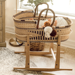 Badger Basket Natural Moses Basket with Hood and Brown Polka Dot